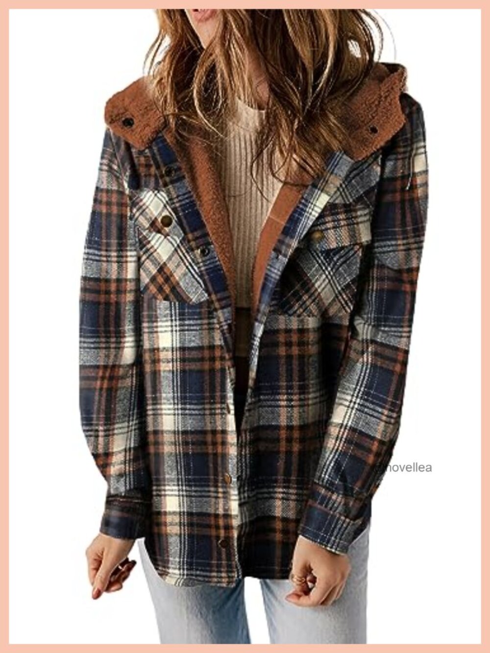 Dokotoo Plaid Hooded Fleece-Lined Shacket Warm Winter Coat